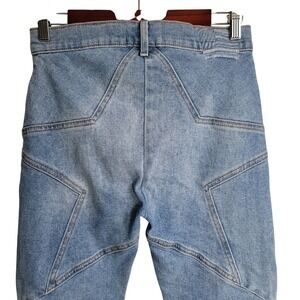 Revice Mid Rise Pintuck Skinny Cropped Jeans Light Wash‎ Star Patch Size 28